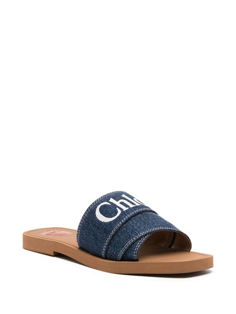 chloe flat sandals|chloe denim sandals.